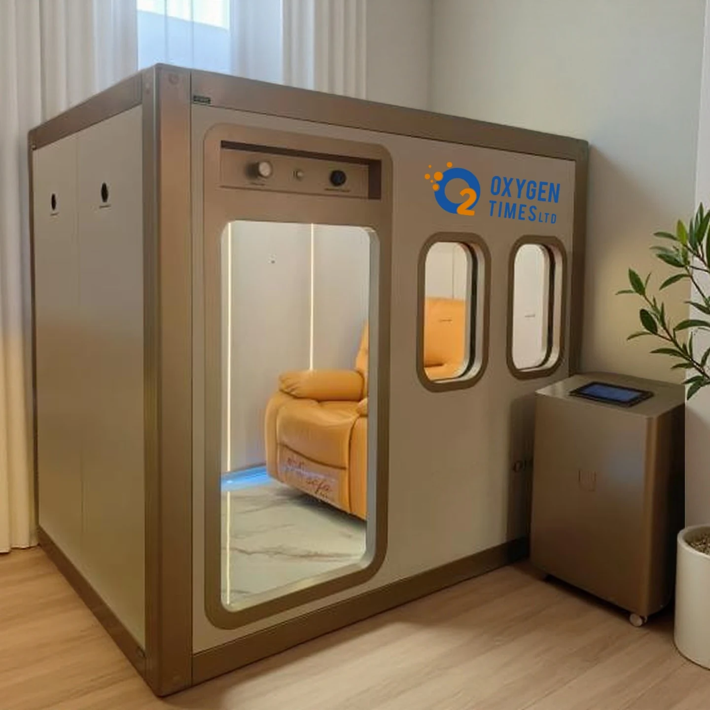 Câmara hiperbárica multiocupante OHD15 com dois assentos e janelas de visualização