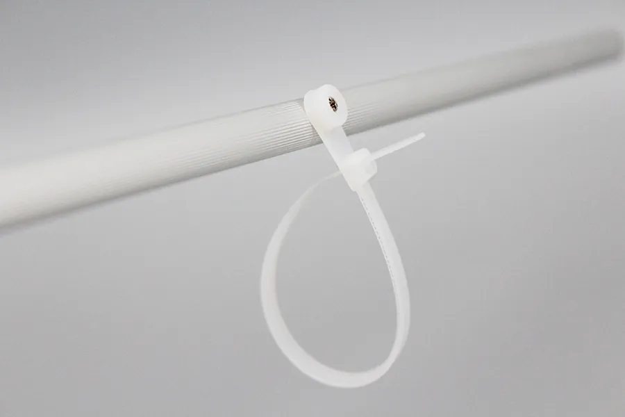 White and black color mountable head self-locking cable ties with hole for screw install zip ties
