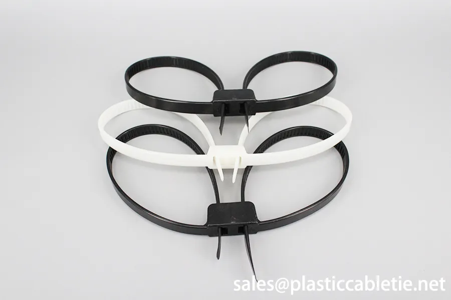 12*700mm white and black strong double loop Unbreakable soft plastic cable tie one time police handcuffs
