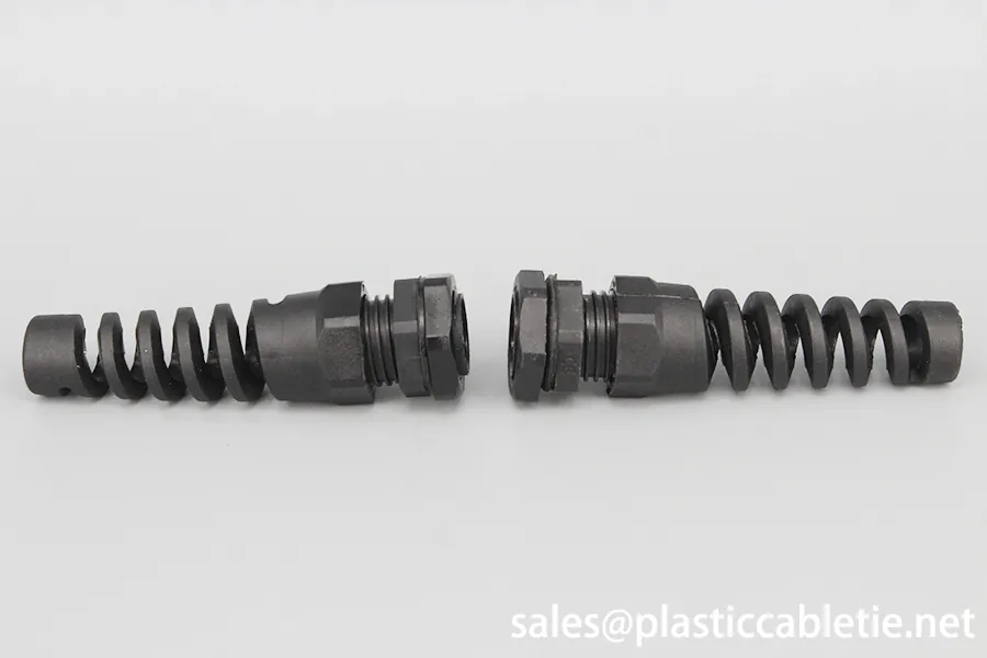 CE Approved nylon PA material black and grey color IP68 spiral Waterproof PG Cable Glands With Strain Relief