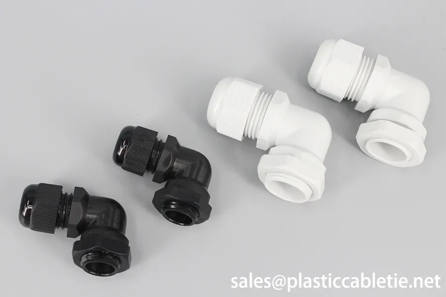 New Material black and grey white IP68 waterproof Nylon Right Angle Elbow Cable Glands with CE certificate