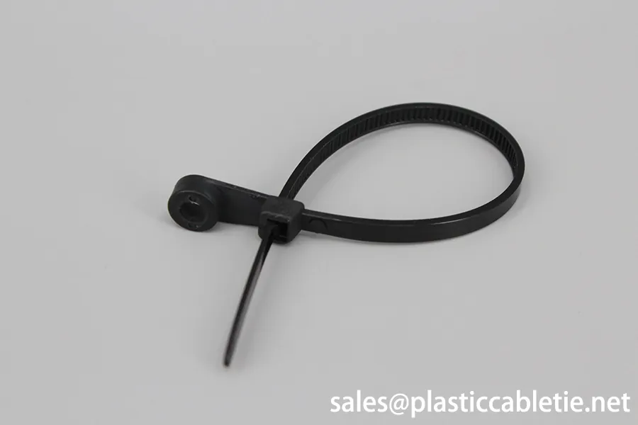 White and black color mountable head self-locking cable ties with hole for screw install zip ties