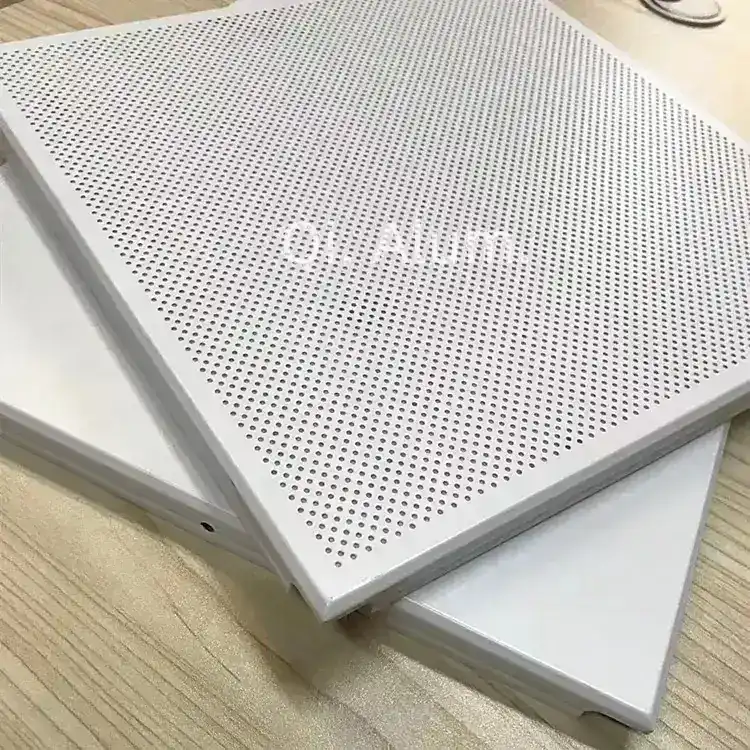 Pre-painted 600x600mm Perforated Ceiling Tile Interior Decorative Aluminum Plates — 2