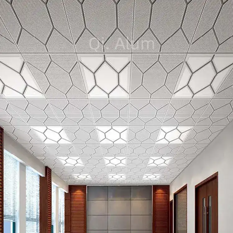 Pre-painted 600x600mm Perforated Ceiling Tile Interior Decorative Aluminum Plates