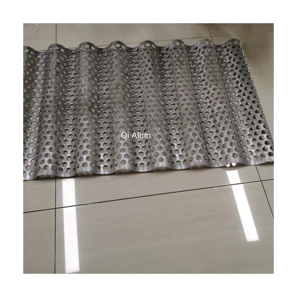 Grey Painting Powder Coated Aluminum Wall Corrugated Perforated Panel for Facade — 3