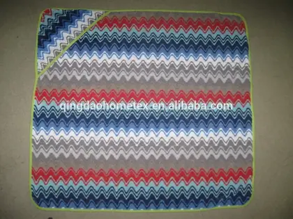 100% Cotton Yarn Dye Jacquard Zigzag Hood Towel for Baby SKU 10322