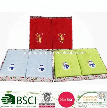 100% Cotton Christmas Embroidery Towel Pack — 2