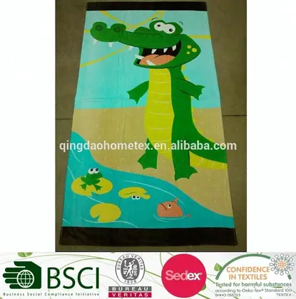 Cotton High Quality Animal Design Juvenile –Crocodile Printed Beach towel