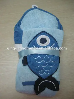 High Quality 100% Cotton 3D Hooded Towel With Mitt for Baby