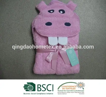 High Quality 100% Cotton 3D Hooded Towel With Mitt for Baby SKU 10328 — 3