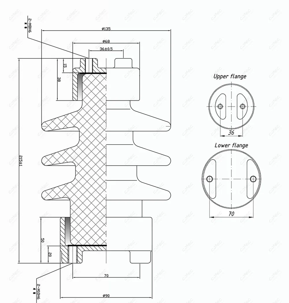 C4-80 II post insulator dimensioned drawing