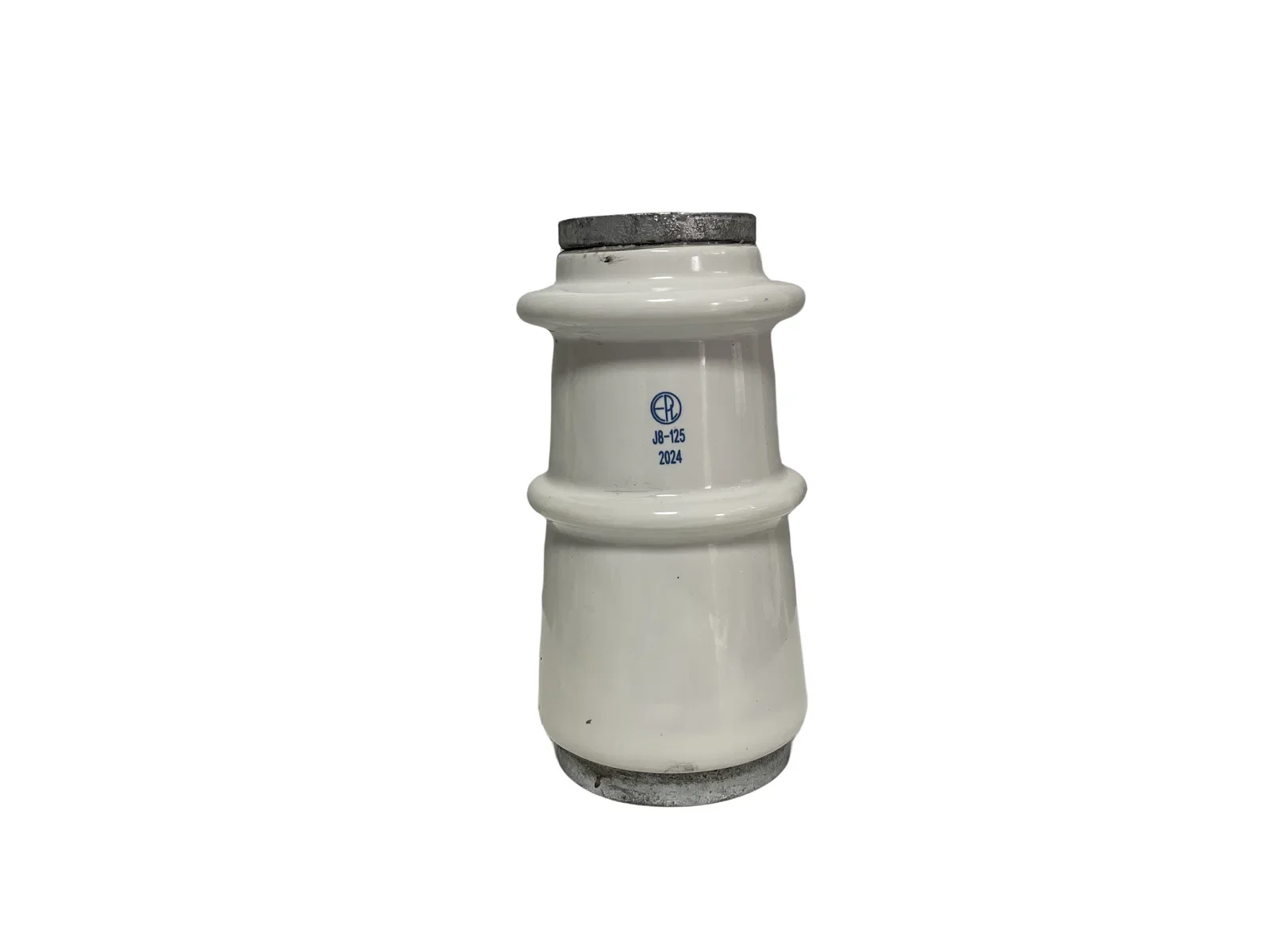 J8-125 white post ceramic insulator standing upright