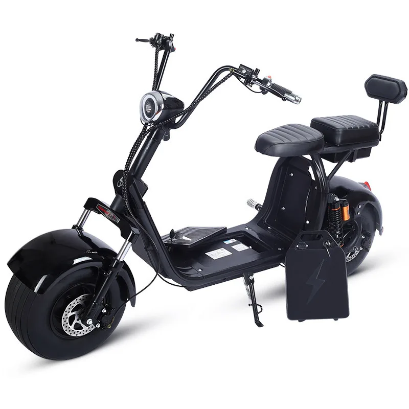 Patinete eléctrico citycoco de 2 ruedas con doble asiento y dos baterías intercambiables
