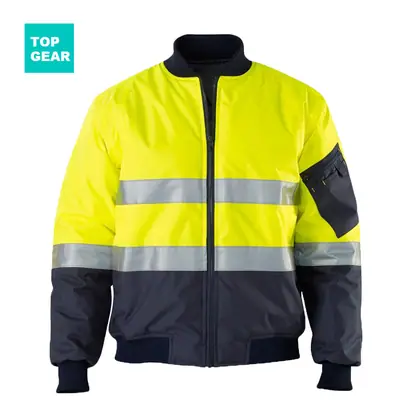 wholesale hi-viz 300D oxford bomber jacket without hood view 1
