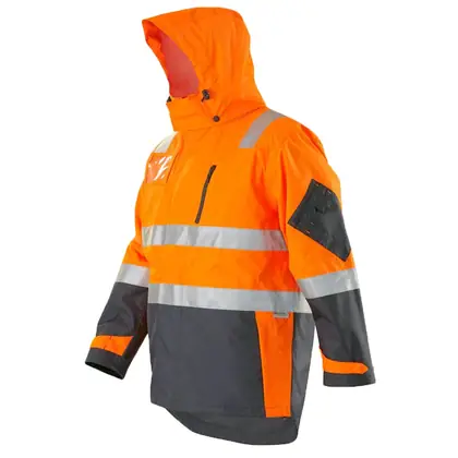 wholesale hi-viz 300D oxford waterproof jacket with hood view 2