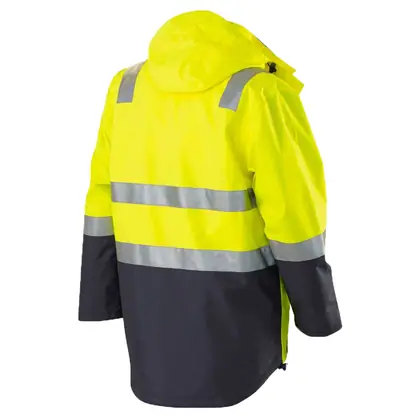 wholesale hi-viz 300D oxford waterproof jacket with hood view 6