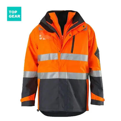 Wholesale men's hi-viz 4 in 1 waterproof jacket view 1