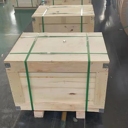 Copper foil coils stored on pallets in the warehouse