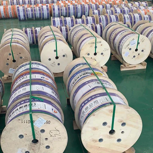 Enamelled wire spools packed for shipment